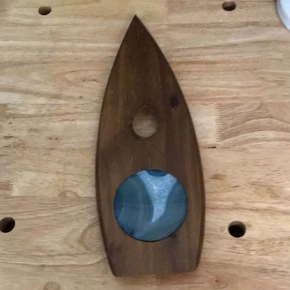 Wine Bottle Display, Bar Accessory, Wood and Agate, New without Tags